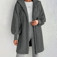thumbnail image 2 of Women's Winter Hooded Jacket Soft Cozy Oversized Outerwear Casual Loose Fit Long Sleeve Warm Coat For Fall And Cold Weather Grey, XL, 2 of 6