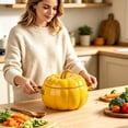 thumbnail image 4 of Pumpkin Shaped Ceramic Soup Bowl with Lid, Oven Safe Casserole Dish with Handles, 13.5oz Fall Thanksgiving Halloween Decorative Serving Bowl for Stew Dessert, 4 of 5