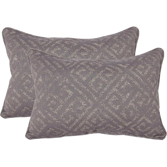 Outdoor/Indoor Sunbrella Set of 2 Toss Pillows 18 inch x 12 inch x 5 inch Rectangular Connection with Pipe (Charcoal)