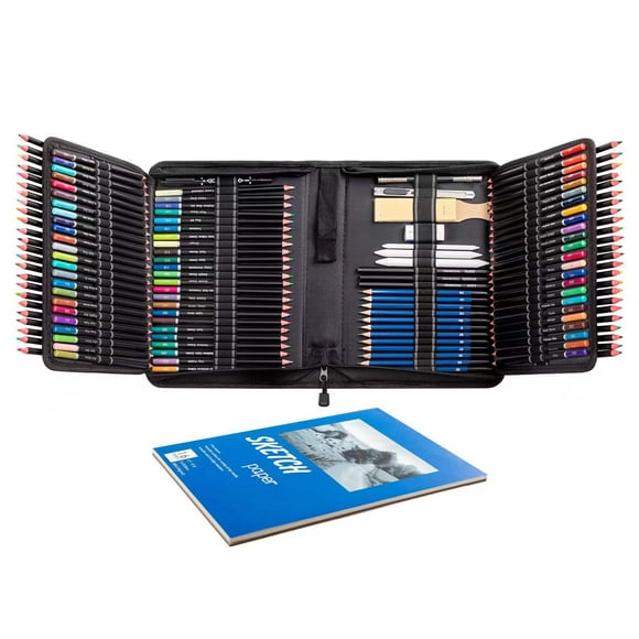 Juego de 145 piezas de lápiz de color aceitoso, herramienta de dibujo para principiantes, lápiz de color