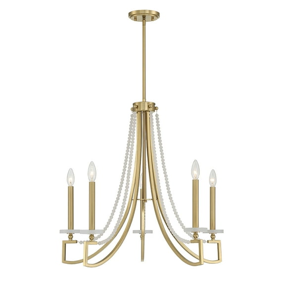 Warm Brass Five Light Chandelier from the Helen Collection