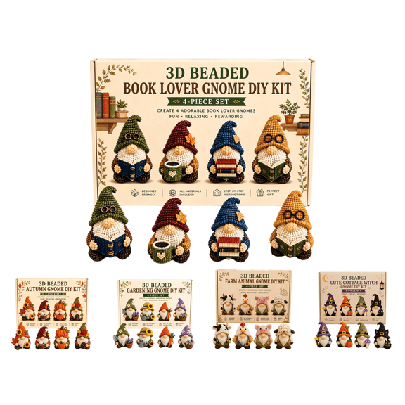 3D Beaded Gnome DIY Kit, Handmade Bead Art Set, Cute 3D Gnome Decor Great Holiday Gift for All Craft Enthusiasts and Handmade Lovers (E)