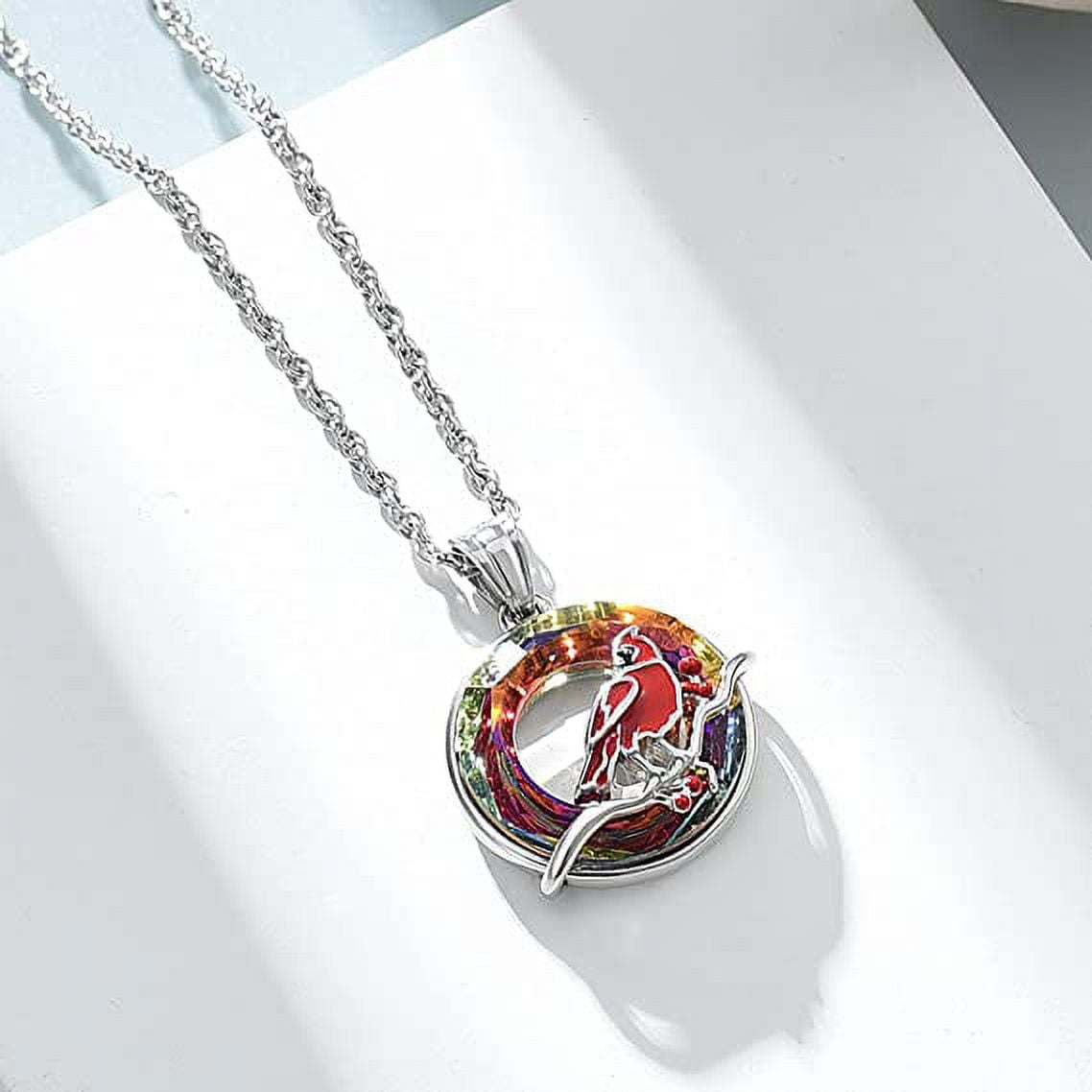 Crystal Cardinal Urn Necklace - Memorial Glass & Jewelry