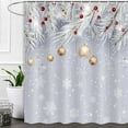 thumbnail image 4 of Christmas Shower Curtain, Winter Snowflake Decoration Fabric Waterproof Shower Curtain Set with Hooks, Winter Holiday Bathroom Decor Bath Curtain, 72X72in, 4 of 5