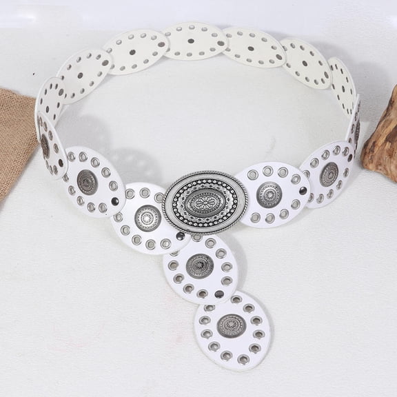 Vintage Western Cowboy Rivet Steampunk Wide Waist Belt Belt Large Round Buckle Belt PU Leather Waistband Y2K Punk Belts For Women Men