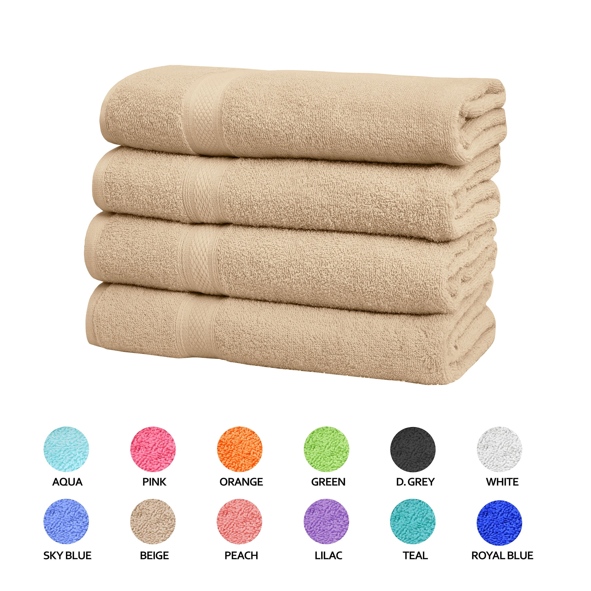 Falari Premium Bath Towel Set 100% Ring Spun Cotton Towels for Home Hotel Spa Extra Large 27x54 Maximum Softness and Absorbency 4-Pack Beige