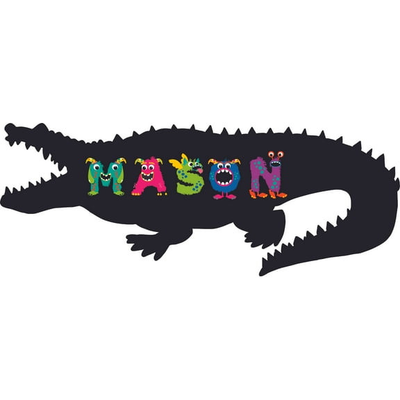 Wall Decal Crocodile Creatures Aliens Zoo Africa Lion Safari Jungle Endangered Species Tiger Wilderness Holiday Gift Ideas Personalized Name Sticker - Size: 12 Inches X 20 Inches