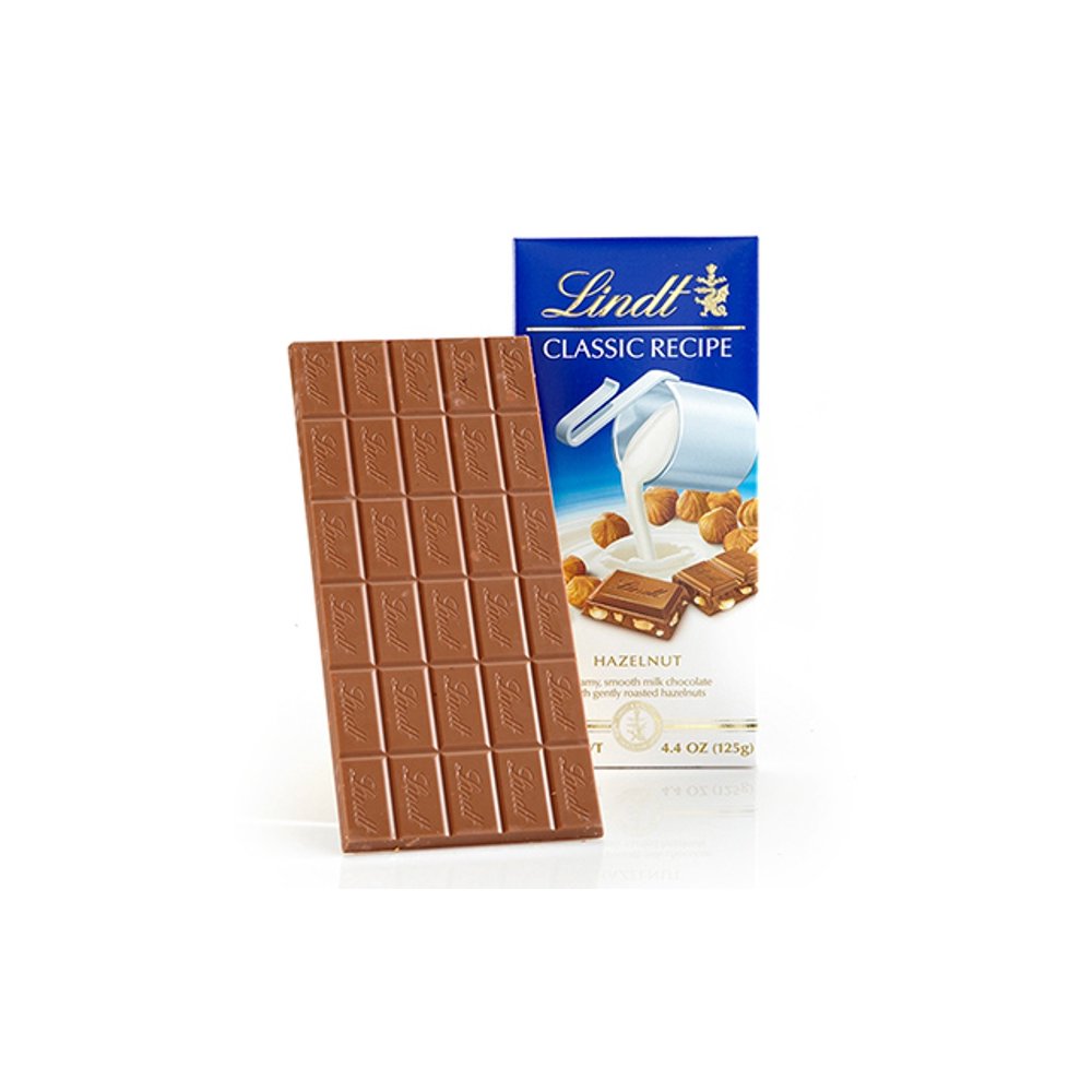 Lindor Classic Recipe Milk Chocolate Hazelnut Truffle Bar, 4.4 oz, 12