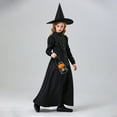 thumbnail image 6 of YWDJ Girls Long Casual Dresses Toddler Kids Halloween Girls Medieval Style Court Attire Witch Sorceress Party Clothing Dress Hat Set Black 8-9T, 6 of 9