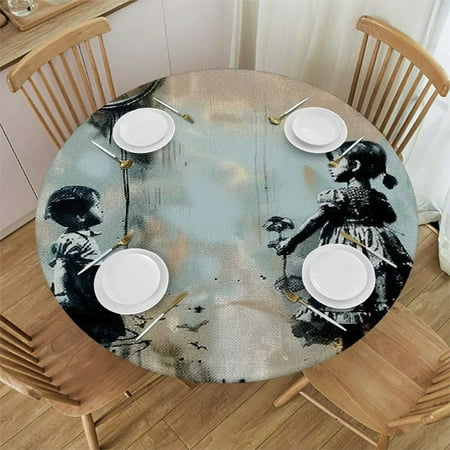 

Patifu Clock Round Tablecloth Stain Resistant Washable Indoor Outdoor Kitchen Dining Wedding Parties 100% Polyester Table Cover for Home Kitchen Parties Holiday Dinner 38 -42