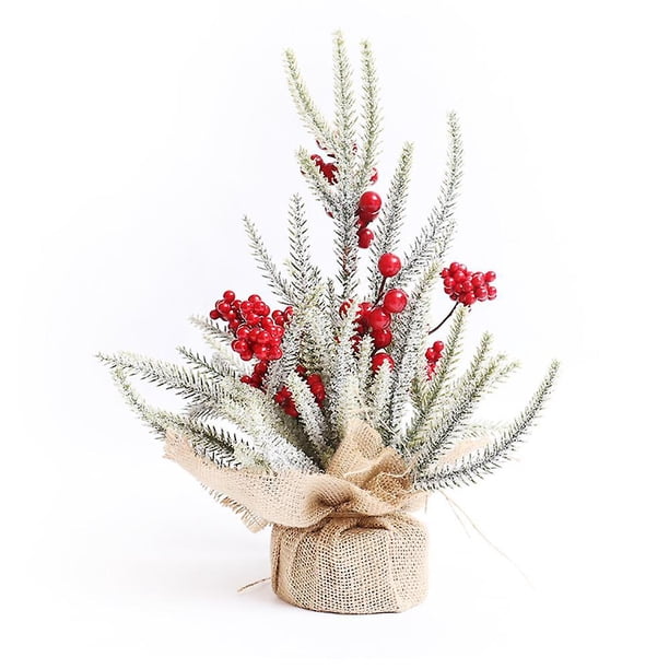 Mini árbol de Navidad, ramas y piñas artificiales de mesa, decoración navideña, plantas en maceta