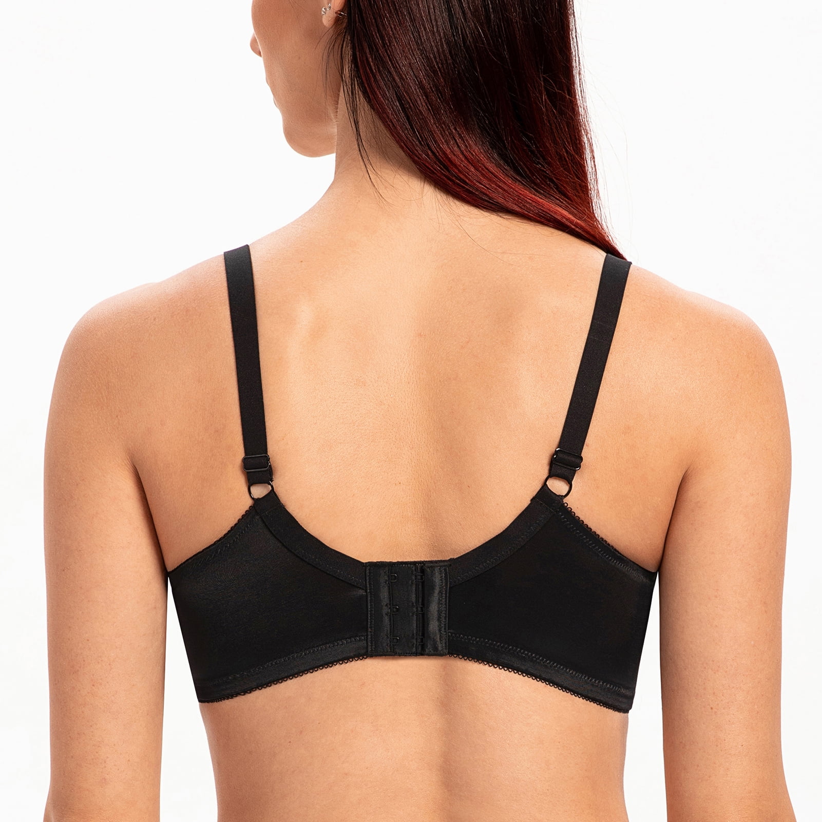 MELENECA Women's Full Coverage No Padding Plus Size Minimizer Underwire Bra Black 34D