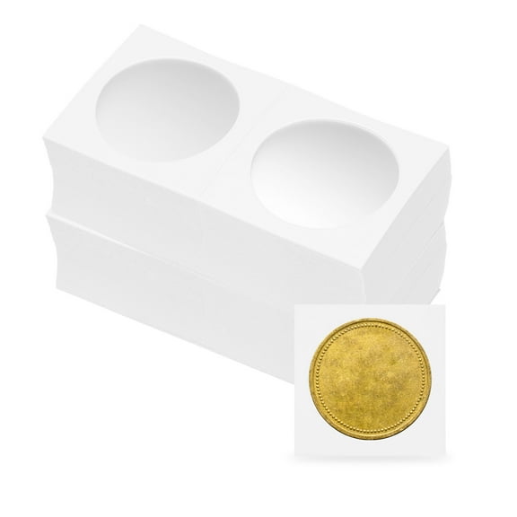 Coin Flips 2" x 2", 100 Pack Cardboard Coin Holder for 40mm/ 1.6" Coin Collection Supplies Collector, White
