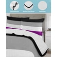 thumbnail image 4 of Quilts Twin-XL Size Bedding Set, Modern Striped Lightweight Quilted Comforter, Minimalist Geometric Black Purple Soft Reversible Bedspread Coverlet with Pillow Covers for All Season, 68" x 98", 4 of 7