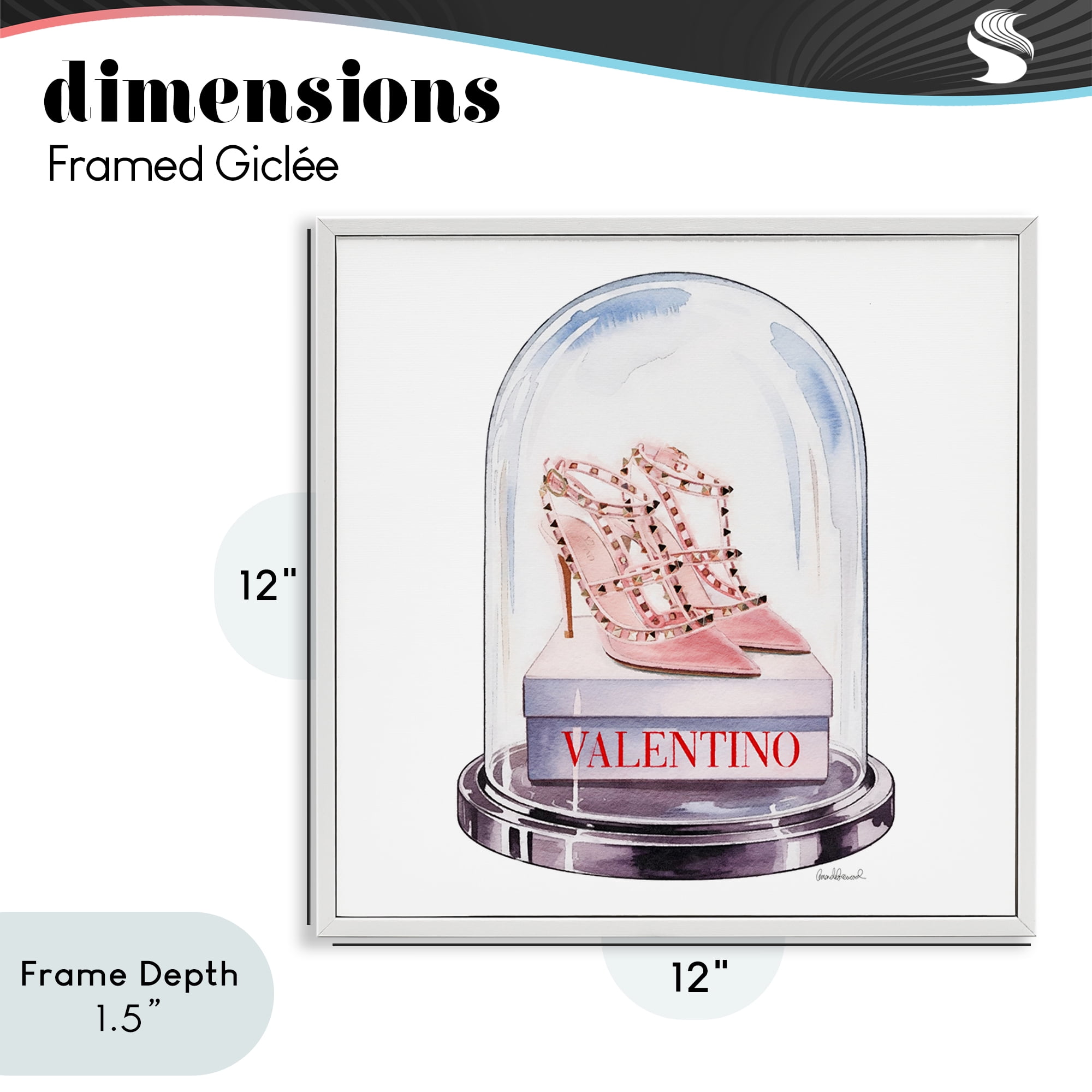 Stupell Industries Pink Heels in Bell Jar White Framed Giclee Art, design by Amanda Greenwood