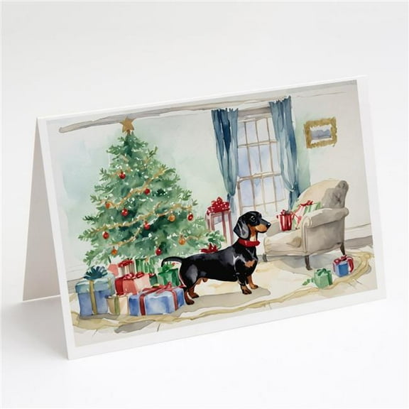 Black and Tan Dachshund Christmas Greeting Cards and Envelopes Pack of 8 7 in x 5 in