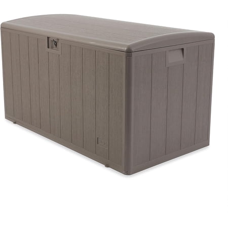 Plastic Development Group 130 Gallon Resin Outdoor Patio Storage Deck Box, Gray