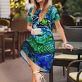 thumbnail image 3 of Lsque Colorful Stained Glass Crocodile Print Women's Casual Dress T-Shirt Summer Short Sleeve Scoop Neck Swing Dresses, 3 of 6