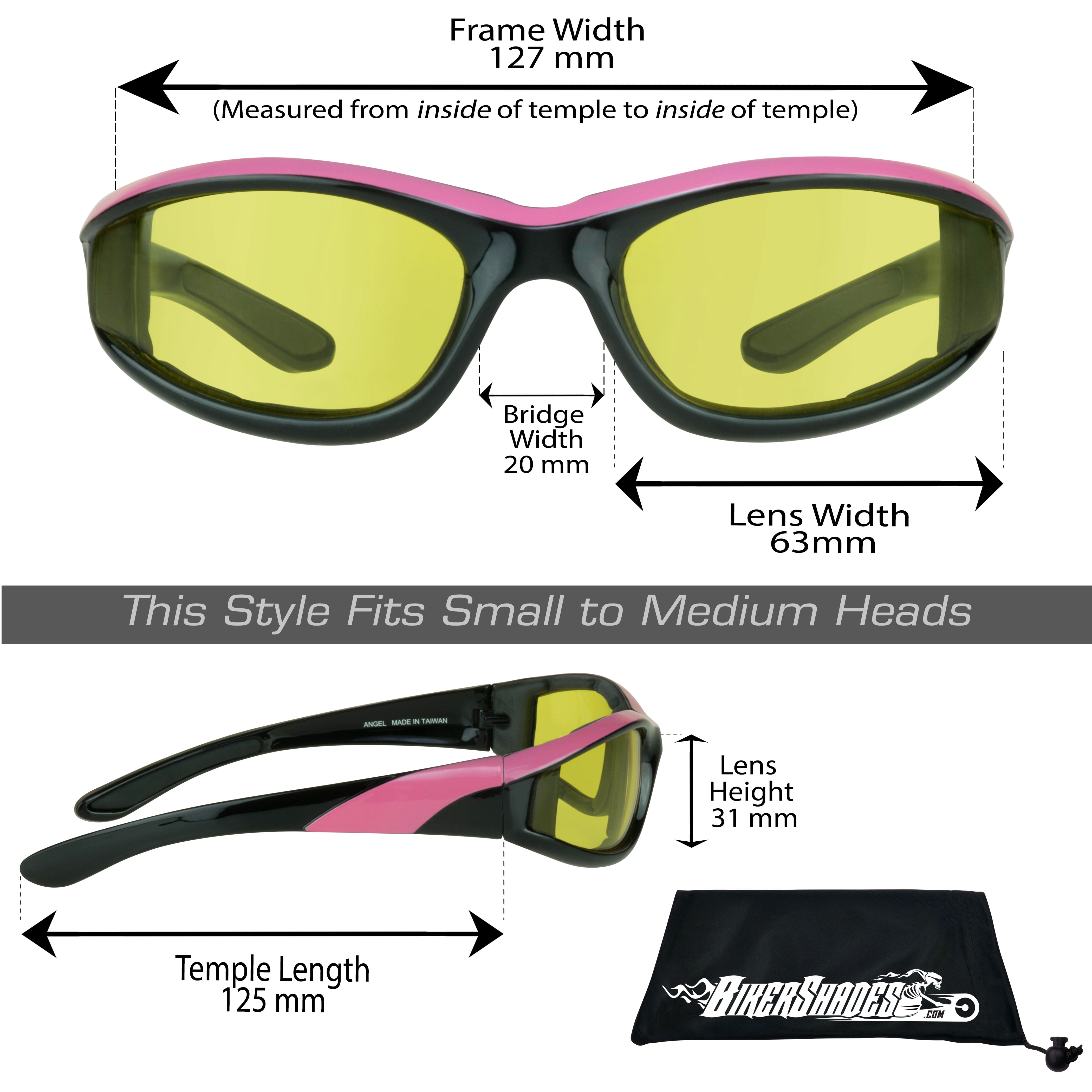Bikershades Motorcycle Transitional Sunglass Day Night Riding Photochromic Pink Yellow