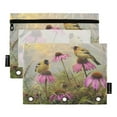thumbnail image 2 of 2 Pack Pencil Pouch for 3 Ring Binder Smooth Zipper Folders with Pockets Clear Window Pencil Case Goldfinches Bird Perched on Flowers, 2 of 6