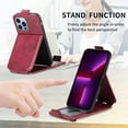 thumbnail image 2 of Zipper Wallet Case for Apple iPhone 13 Pro (Not 13), PU Leather [Card Holder Slot Handbag] with Adjustable Kickstand Flip Phone Cover for Apple iPhone 13 Pro Red, 2 of 14