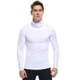 thumbnail image 5 of Defitshape Men's Athletic Compression Shirt Tight Lightweight Soft Biking Running Shirts Sports Workout Gym Long Sleeve Muscle Fit Thermal Mock Turtle Neck Base Layer Top White Small, 5 of 5