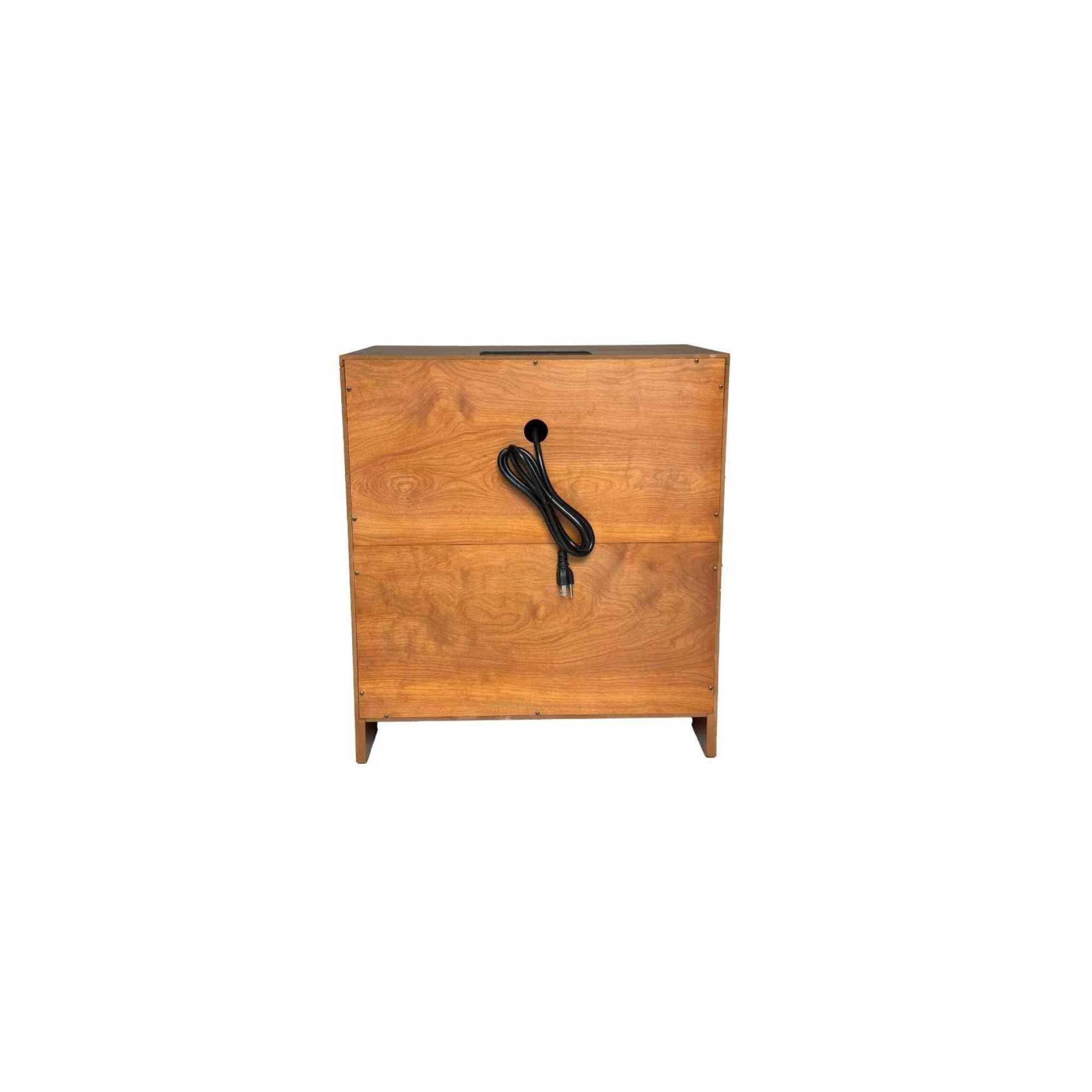 Leumius Modern Nightstand with Charging Station, 21.65" Wide Wood Bedside Table Storage Drawers, Large Mid Natural Wood Color End Table for Bedroom, Living Room