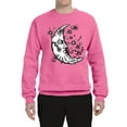 thumbnail image 2 of Wild Bobby Crescent Moon Astrology Puff Print Fashion Unisex Crewneck Sweatshirt, Neon Pink, Medium, 2 of 6