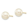 thumbnail image 2 of Primal Gold 14 Karat Yellow Gold 8-9mm Round White Saltwater Akoya Cultured Pearl Stud Earrings, 2 of 3