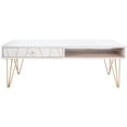 thumbnail image 3 of SAFAVIEH Marigold Mid-Century Coffee Table with Drawer, White/Brass, 3 of 12