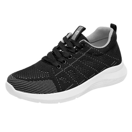 

SEMIMAY Fashion Spring And Summer Women Sports Shoes Flat Soft Mesh Breathable Lace Up Colorblock Casual Style Black