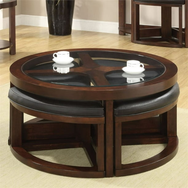 Furniture Of America Barker 5 Piece Wood Coffee Table Set In Dark Walnut Walmart Com Walmart Com