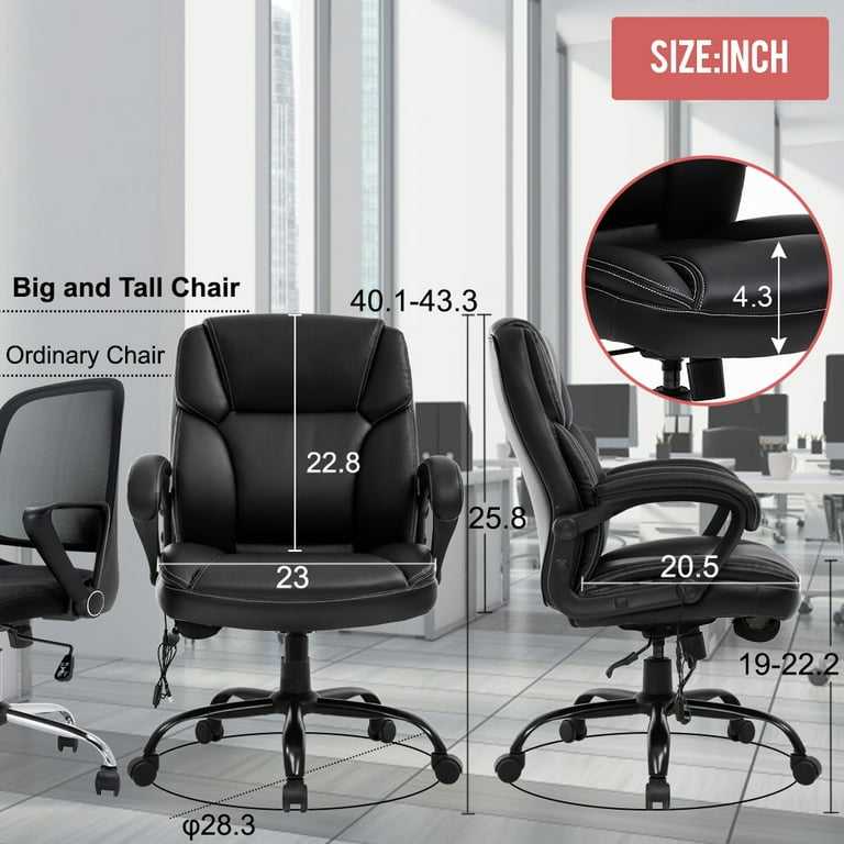 Efomao Desk Office Chair,Big High Back PU Leather Computer Chair