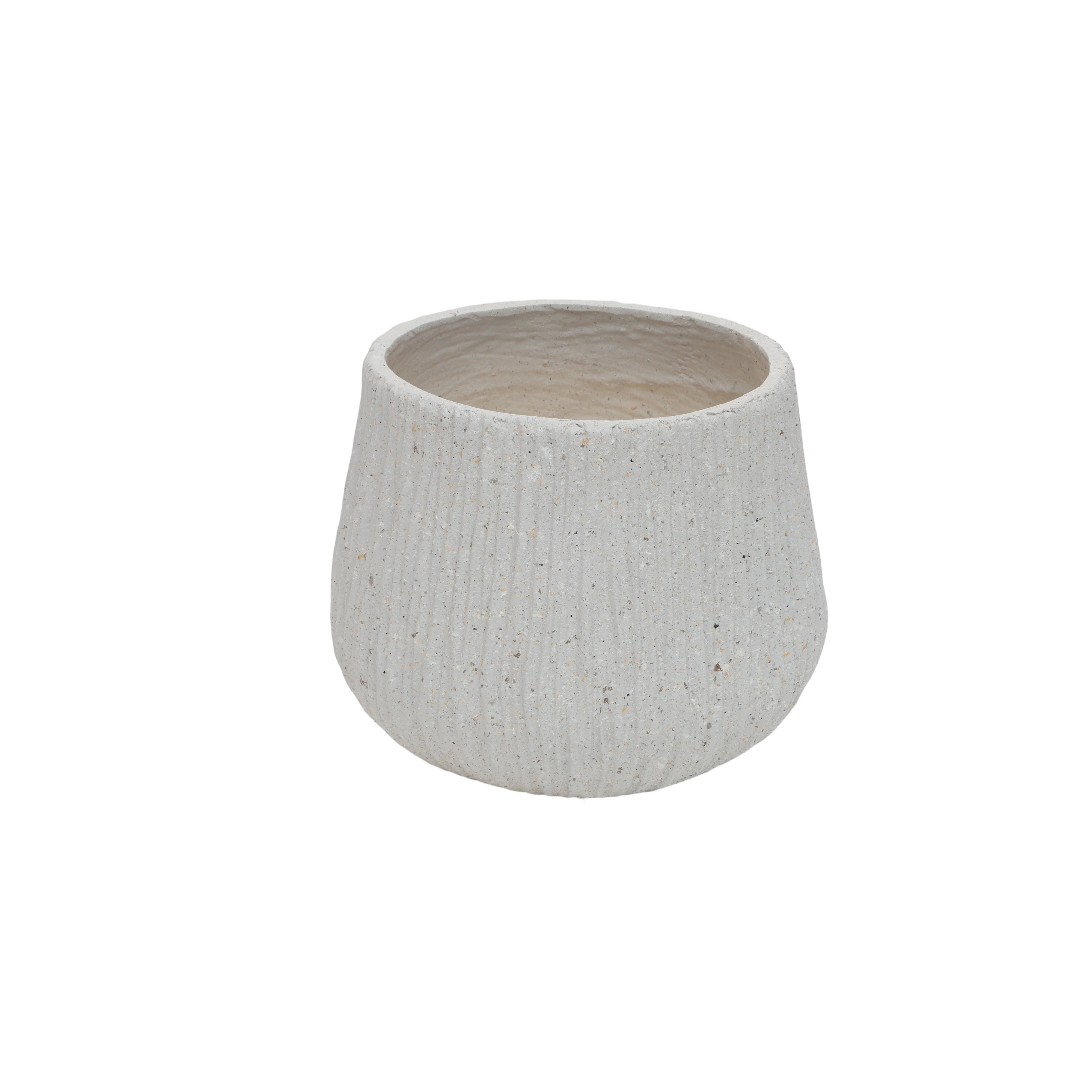 11-Inch Round Magnesium Oxide Planter with Drainage Hole and Cement Texture, Indoor Outdoor Plant Pot for Home and Garden, Light Grey