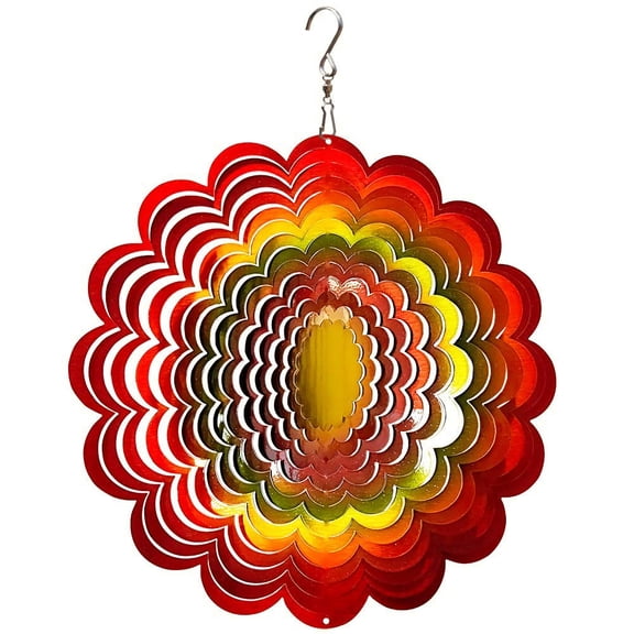 FONMY Stainless Steel 3D 12 inch Multicolor Color Sunflower Wind Spinners