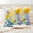 thumbnail image 3 of Dragonfly Flower Pillow Covers 2 Pack Spring Watercolor Yellow Floral Plant Farmhouse Pillowcase Waterproof Outdoor Throw Pillow Cover for Patio Garden Square Cushion 26”x26”, 3 of 9