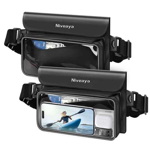 Riñonera Niveaya IP68, impermeable, 22 cm, para teléfonos, paquete de 2