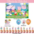 thumbnail image 2 of 32 PCS For Peppa Pig Theme Birthday Party Decorations,With 5*3ft Birthday 5*3ft Birthday Backdrop Decorations,13 Cupcake Toppers,18 Balloons for Party Decorations, 2 of 5