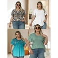 thumbnail image 5 of Plus Size Tops for Women Casual Crew Neck T Shirts Dressy Petal Sleeve Fashion 2025 Blouses 5Xl White, 5 of 6