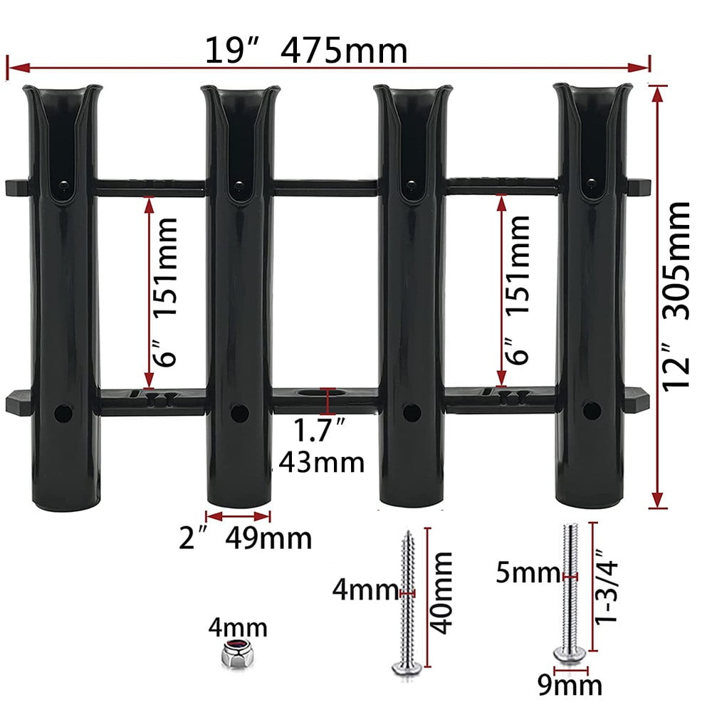 YIWEI 4 Link Fishing Rod Holder Black Plastic Boat Yacht Accessories Marine Fishing Gear