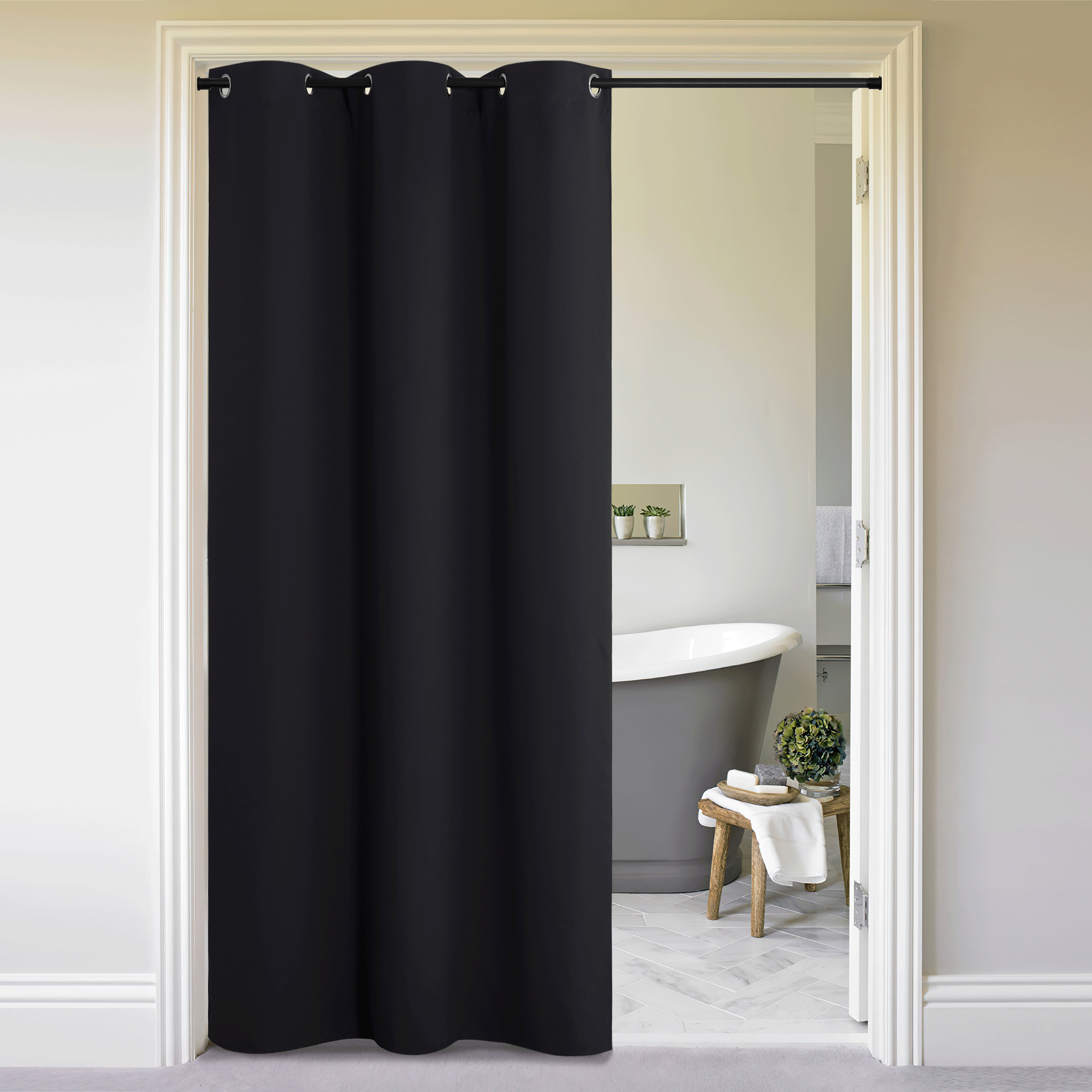 NICETOWN Blackout Curtains Room Divider, Total Privacy Wall Divider Screens Large Window Decor Sound Proof for Living Room Bedroom Patio Door Basement,5ft Wide by 7ft Long, Black