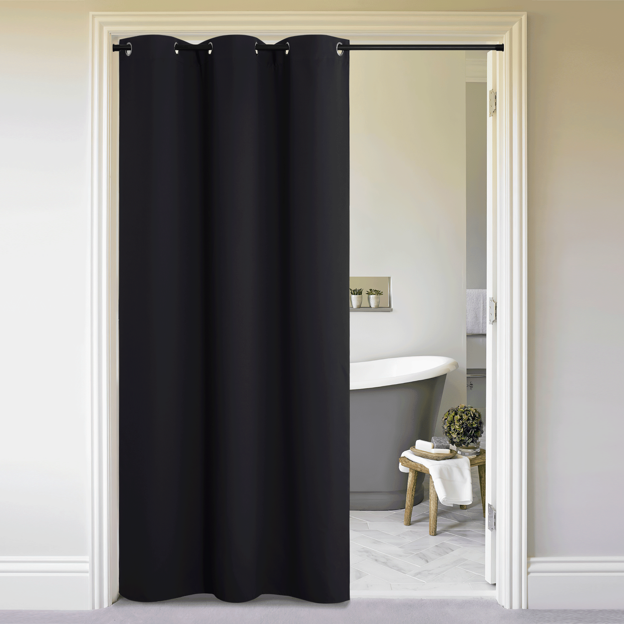 NICETOWN Blackout Curtains Room Divider, Total Privacy Wall Divider Screens Large Window Decor Sound Proof for Living Room Bedroom Patio Door Basement,5ft Wide by 7ft Long, Black