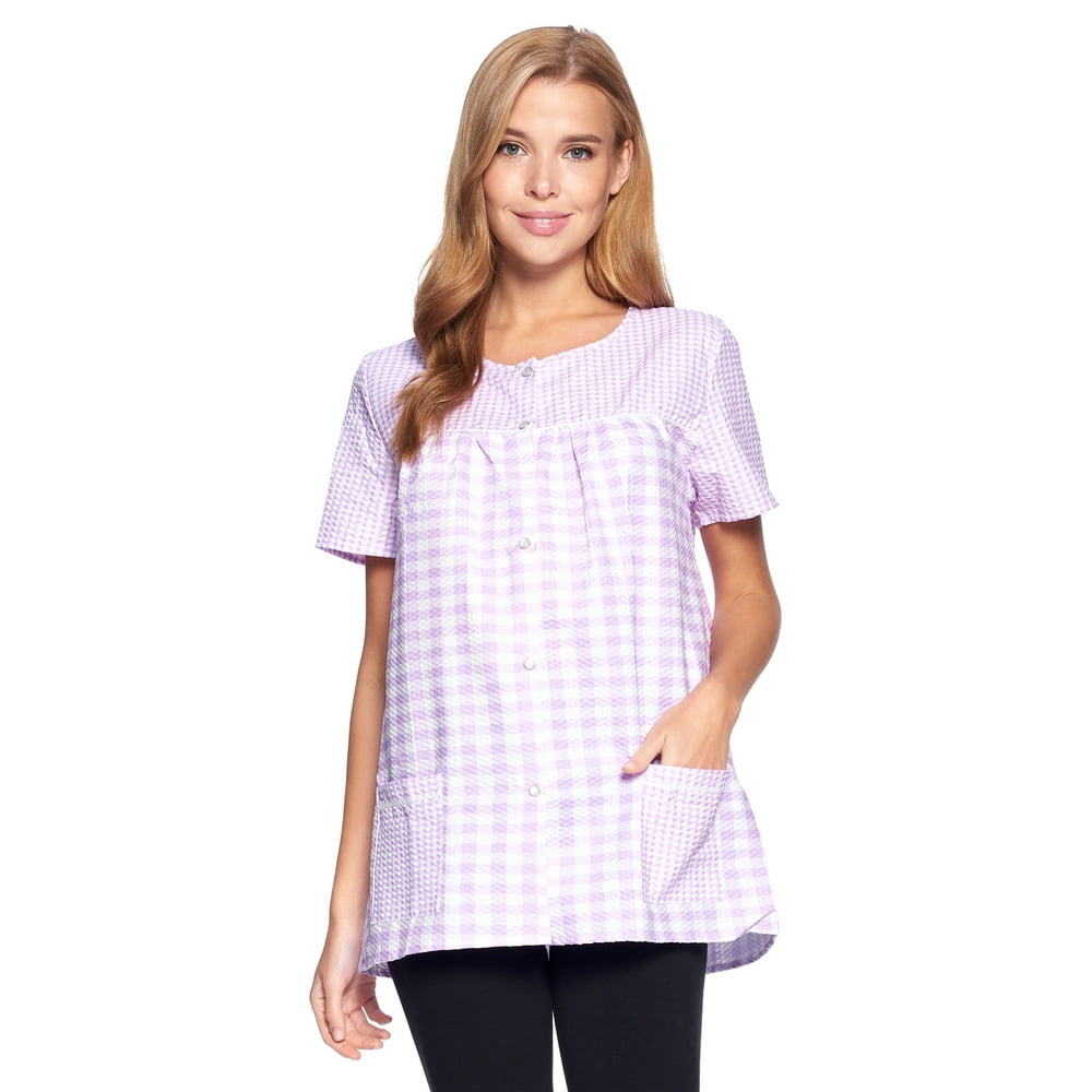 Casual Nights Casual Nights Women's Snap Front Smock Cobbler Woven