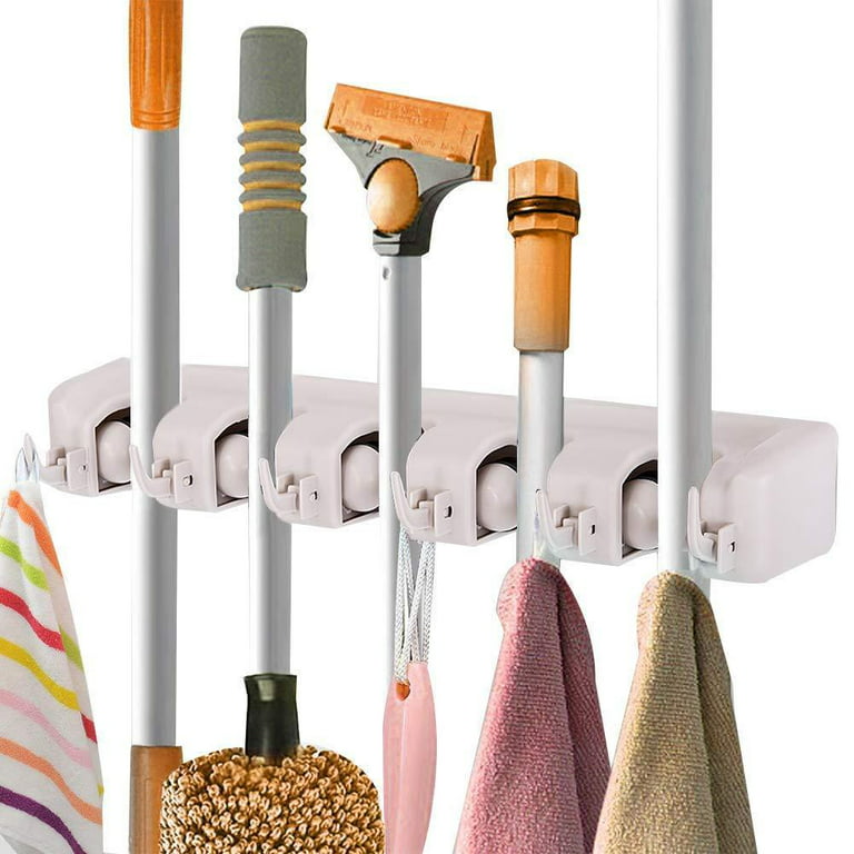 Dropship Mop Holder Wall Mount Mop Broom Holder Mop Hanger Organizer  Storage Rack W/ 5-Position to Sell Online at a Lower Price