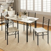 Costway 5 Piece Dining Table Set 29.5 with 4 Chairs Wood Metal Kitchen Breakfast Furniture Natural
