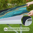 thumbnail image 6 of Blue Gold Wave Marble Pattern Square Fitted Tablecloth with Elastic Edge,Square Table Cover,Washable Elastic Table Cover for Home Kitchen Party Decor 34"x34", 6 of 6