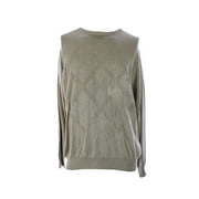 Beige Diamond-Knit Crew-Neck Sweater L