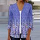 thumbnail image 2 of Blusa de mujer SCZ estampado manga 3/4 casual básico azul real XL, 2 of 3