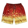 thumbnail image 4 of Bixox Men's Red Gold Glitter printing Casual Classic Fit Short Summer Beach Shorts, 4 of 6