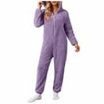 thumbnail image 2 of Timegard Combinaisons Grande Taille pour Femmes Automne Hiver en Molleton Doux à Capuche avec Fermeture Éclair, Pyjama Chaud, 2 of 6